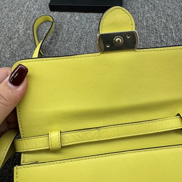 GUCCI Interlocking Wallet On Chain Yellow Leather Shoulder Bag 288-012725 - Picture 11 of 15